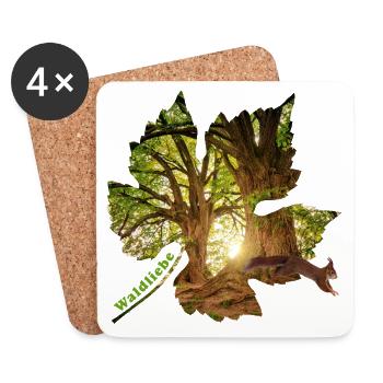wald 25 im blatt mit eichhörnchen - Untersetzer (4er-Set) - Weiß - Vorne
