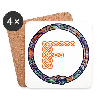 Knot F with Celtic Snake - Coasters (set of 4) - white - Front