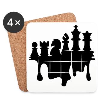 Schach Graffiti Schachspiel Figuren Knight rook - Untersetzer (4er-Set) - Weiß - Vorne