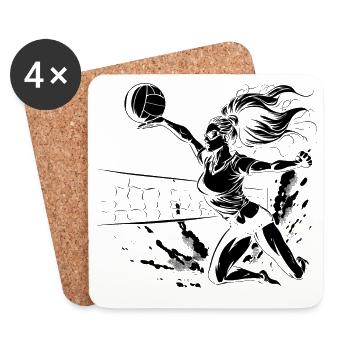 Joueur de volley-ball - Dessous de verre (lot de 4) - blanc - Devant