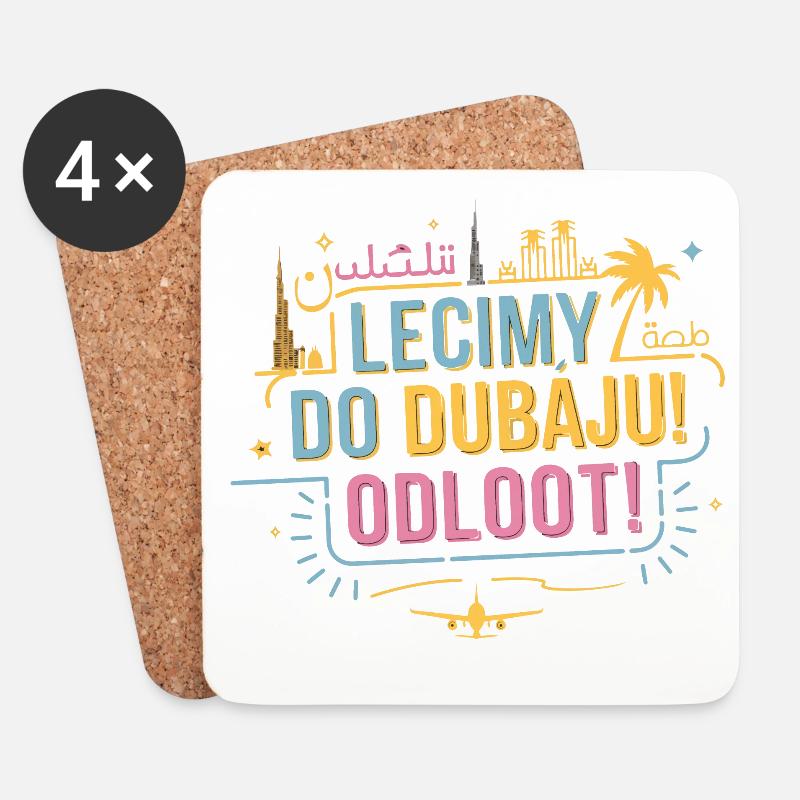 Wir fliegen nach Dubai! - Untersetzer (4er-Set) - Weiß