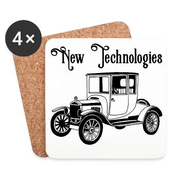 Automobile ancienne vintage noire - Dessous de verre (lot de 4) - blanc - Devant
