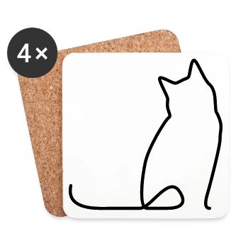 Cat 01 - Coasters (set of 4) - white - Front