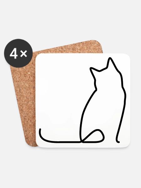Cat 01 - Coasters (set of 4) - white