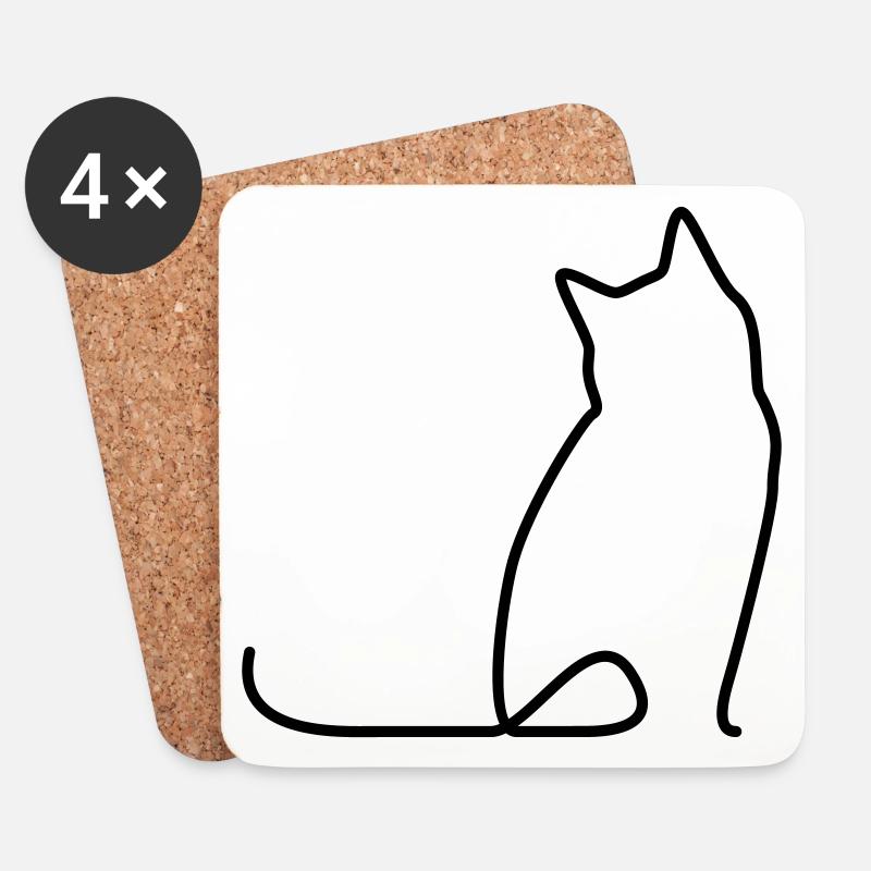 Cat 01 - Coasters (set of 4) - white