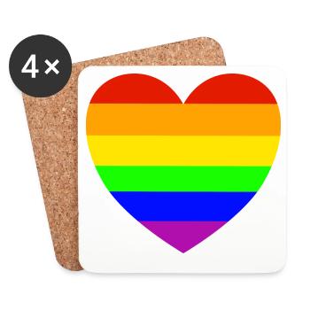 Rainbow Heart Pride Design - Coasters (set of 4) - white - Front