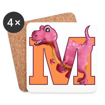 M- DINOSAUR, customizable - Coasters (set of 4) - white - Front