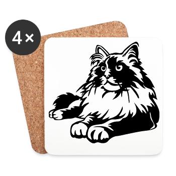 Ragdoll Katze - Untersetzer (4er-Set) - Weiß - Vorne
