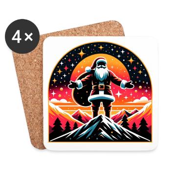 Le Père Noël à la montagne - Dessous de verre (lot de 4) - blanc - Devant