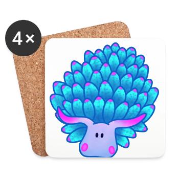 Leaf Slug, Blue Sea Snail - Coasters (set of 4) - white - Front