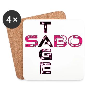 Sabotage - Neon-Grunge Typo  - Untersetzer (4er-Set) - Weiß - Vorne