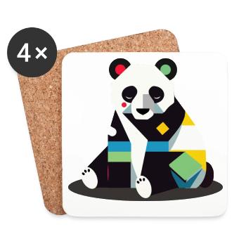 Geometric Panda – Minimalist and Cute - Coasters (set of 4) - white - Front