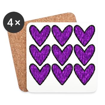 HERZ. PAAR. GERADE VERHEIRATET. Junggesellinnenabschied. VALENTINSTAG. - Untersetzer (4er-Set) - Weiß - Vorne