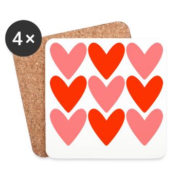 HERZ. PAAR. GERADE VERHEIRATET. Junggesellinnenabschied. VALENTINSTAG. - Untersetzer (4er-Set) - Weiß - Vorne
