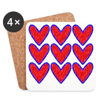CŒUR. CŒURS. COEUR. FÊTE DES PERES. SAINT VALENTIN - Dessous de verre (lot de 4) - blanc - Devant