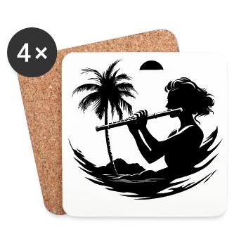 Graphic Flutist - Coasters (set of 4) - white - Front