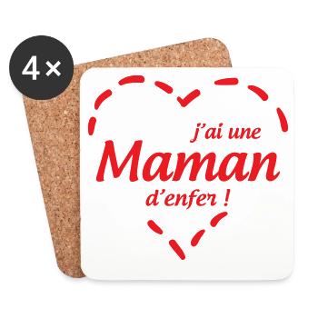 J'ai une Maman d'enfer ! Fête des mères - Dessous de verre (lot de 4) - blanc - Devant