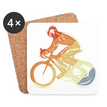 Radfahrer Vintage Look - Untersetzer (4er-Set) - Weiß - Vorne