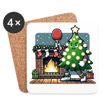 Tennis de table Arbre de Noël Costume Arbre de Noël - Dessous de verre (lot de 4) - blanc - Devant