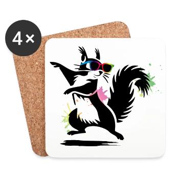 Stylisches Eichhörnchen mit Sonnenbrille Stencil - Untersetzer (4er-Set) - Weiß - Vorne