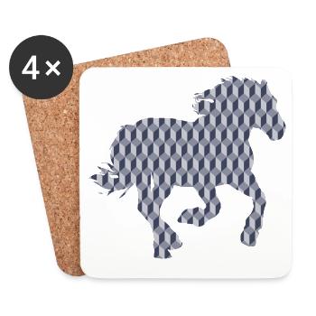 CHEVAL. POULE. COQ. ANIMAL. OISEAU. LICORNE. CONTE - Dessous de verre (lot de 4) - blanc - Devant