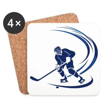 Dessin d’un joueur de hockey sur glace - Dessous de verre (lot de 4) - blanc - Devant