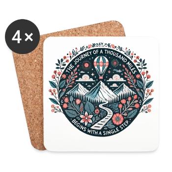 The journey of a thousand miles begins with 1 step - Coasters (set of 4) - white - Front