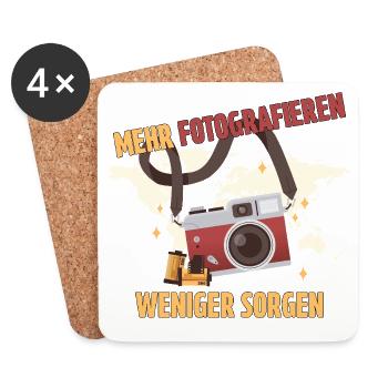 Mehr fotografieren - Weniger Sorgen - Untersetzer (4er-Set) - Weiß - Vorne
