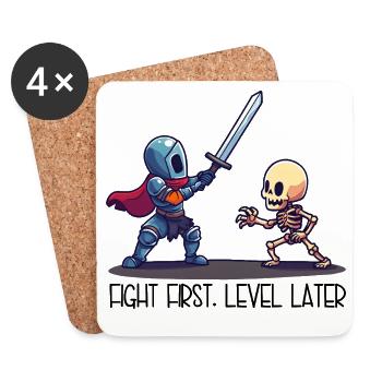 First Fight, Level Later – Ritter vs Skelett - Untersetzer (4er-Set) - Weiß - Vorne