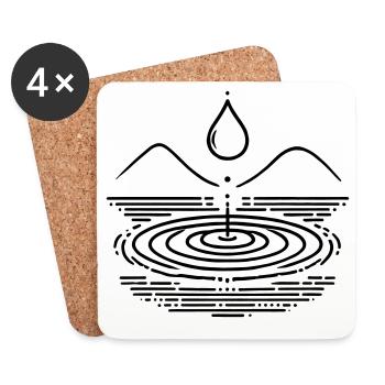 Wassertropfen & Wellen – Zen-inspiriert - Untersetzer (4er-Set) - Weiß - Vorne