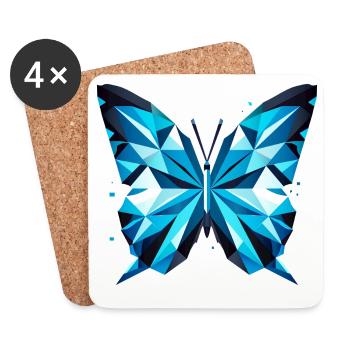 Blue Butterfly – Elegant Nature Art - Coasters (set of 4) - white - Front