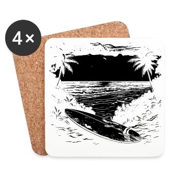 Surfing Graphics - Coasters (set of 4) - white - Front