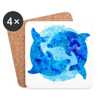 Dolphins (watercolors) - Coasters (set of 4) - white - Front