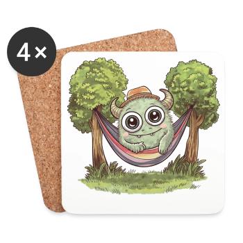 Niedliches Monster in Hängematte - Untersetzer (4er-Set) - Weiß - Vorne