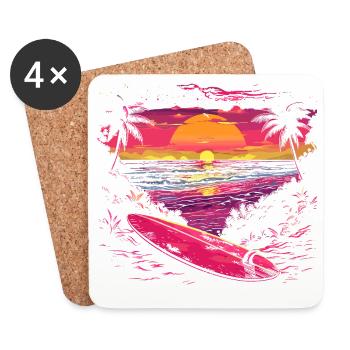 Surf Look des années 90 - Dessous de verre (lot de 4) - blanc - Devant