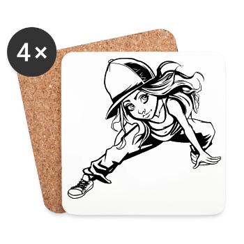 Breakdance Girl - Coasters (set of 4) - white - Front