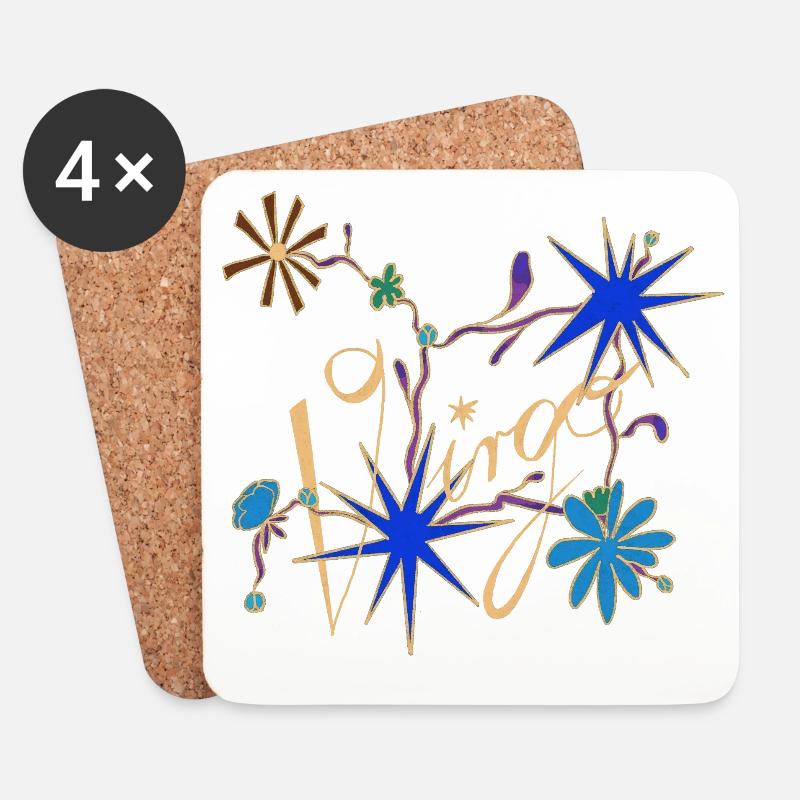 Virgo – Mystische Sternzeichen und Blumen - Untersetzer (4er-Set) - Weiß