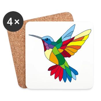 Colibri multicolore - Dessous de verre (lot de 4) - blanc - Devant