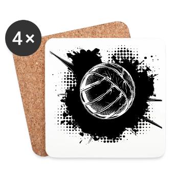Ballon de volley-ball - Dessous de verre (lot de 4) - blanc - Devant