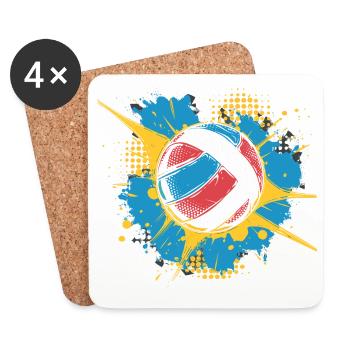 Ballon de volley-ball Street Art - Dessous de verre (lot de 4) - blanc - Devant