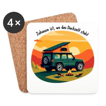 Adventurous camping car at sunset - Coasters (set of 4) - white - Front