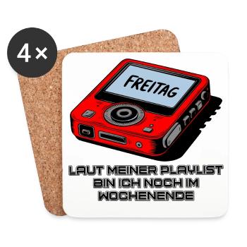 Playlist Wochenende - Untersetzer (4er-Set) - Weiß - Vorne