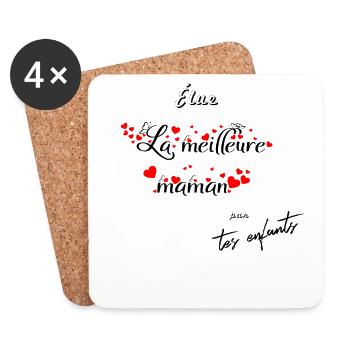 Élue la meilleure maman par tes enfants (v02) - Dessous de verre (lot de 4) - blanc - Devant