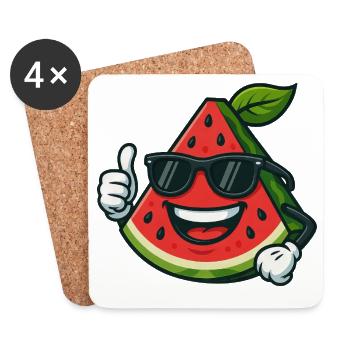 Erfrischende Wassermelone Sommerfrucht Cool Daumen - Untersetzer (4er-Set) - Weiß - Vorne