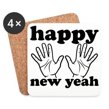 Happy new yeah - Untersetzer (4er-Set) - Weiß - Vorne