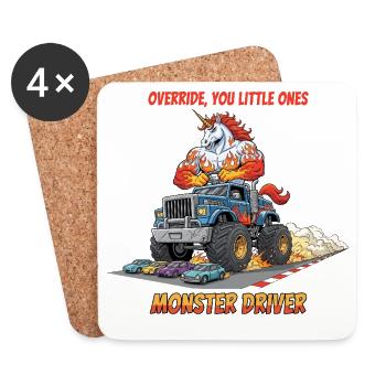 Monster Truck Licorne - Dessous de verre (lot de 4) - blanc - Devant