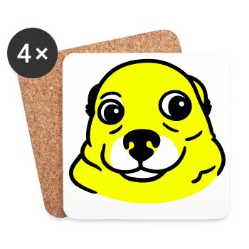 Anxious Dog in Pop Art Style - Coasters (set of 4) - white - Front
