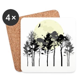 Celestial Forest Silhouette Design - Coasters (set of 4) - white - Front