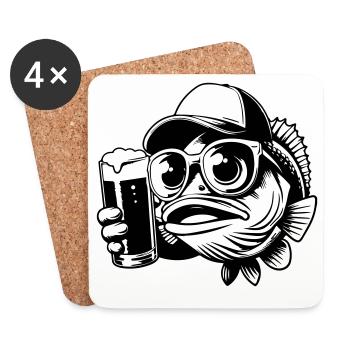Angeln Bier Kumpel - Untersetzer (4er-Set) - Weiß - Vorne