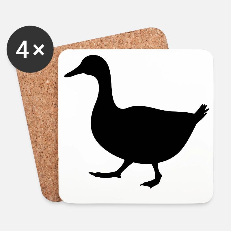 Laufende Ente Silhouette - Untersetzer (4er-Set) - Weiß